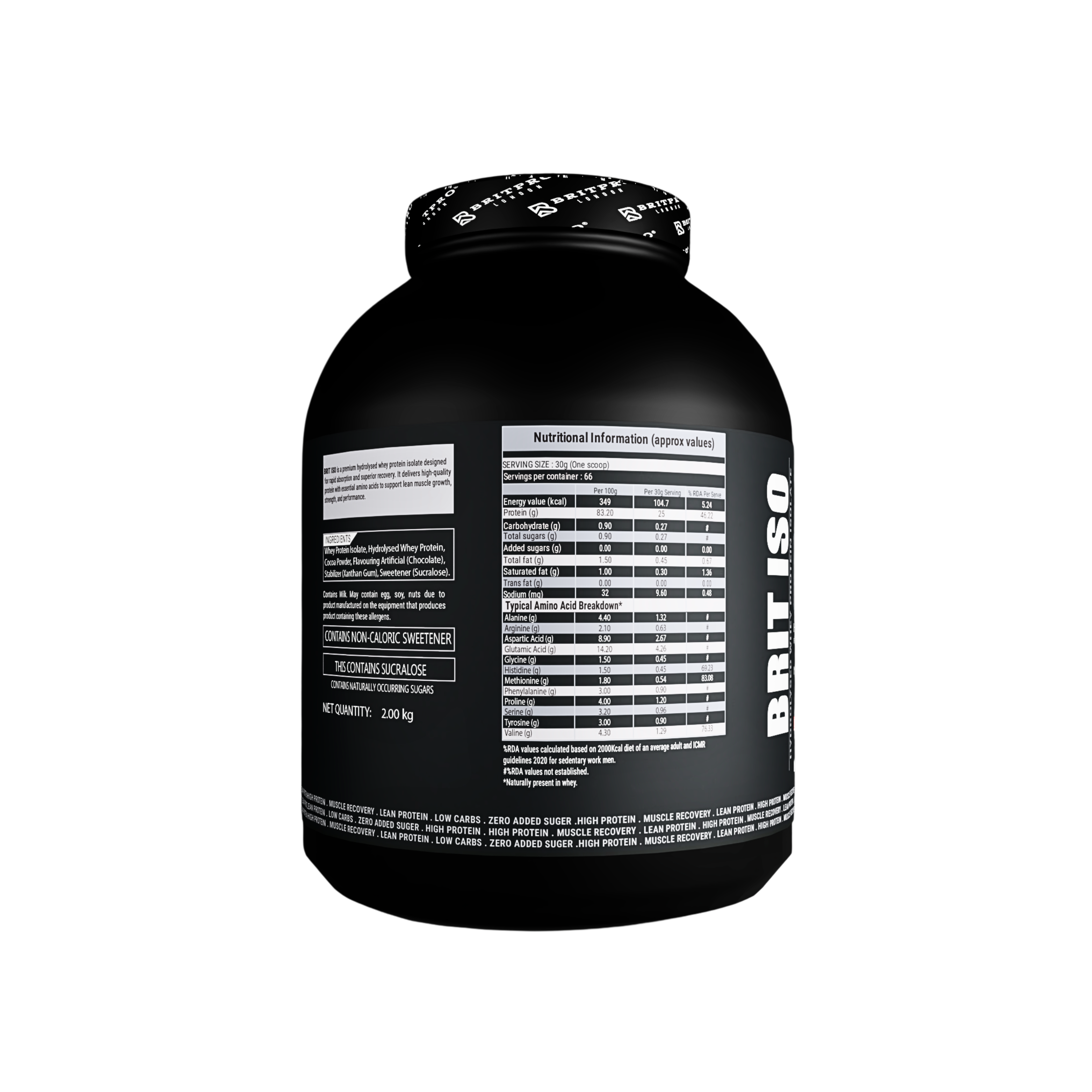 BRITPRO LONDON BRIT ISO Hydrolysed Whey Protein Isolate  2kg