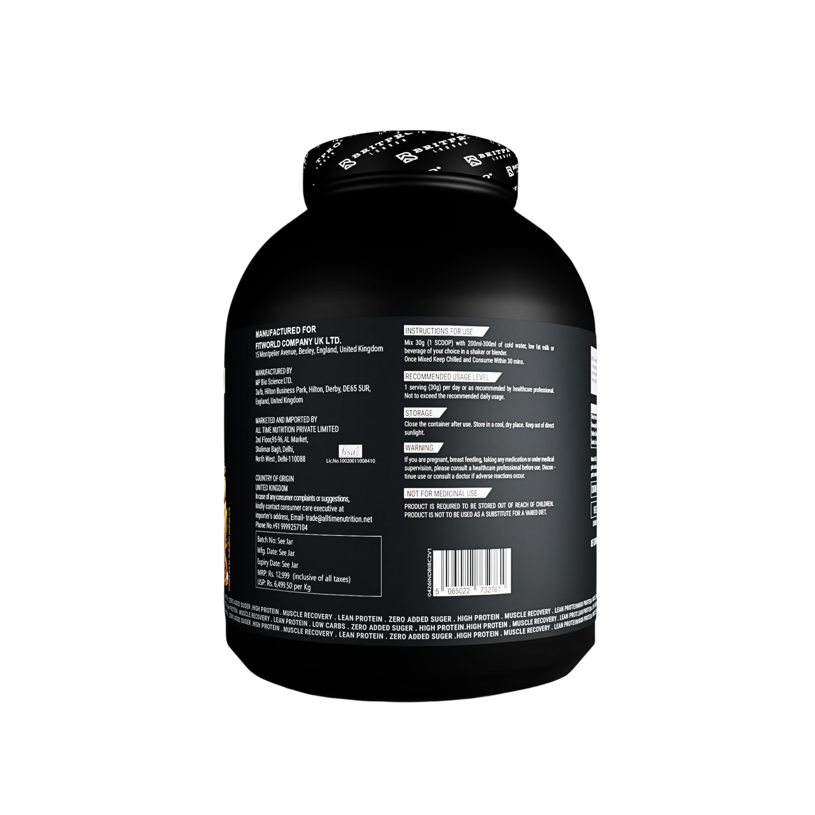 BRITPRO LONDON BRIT ISO Hydrolysed Whey Protein Isolate  2kg