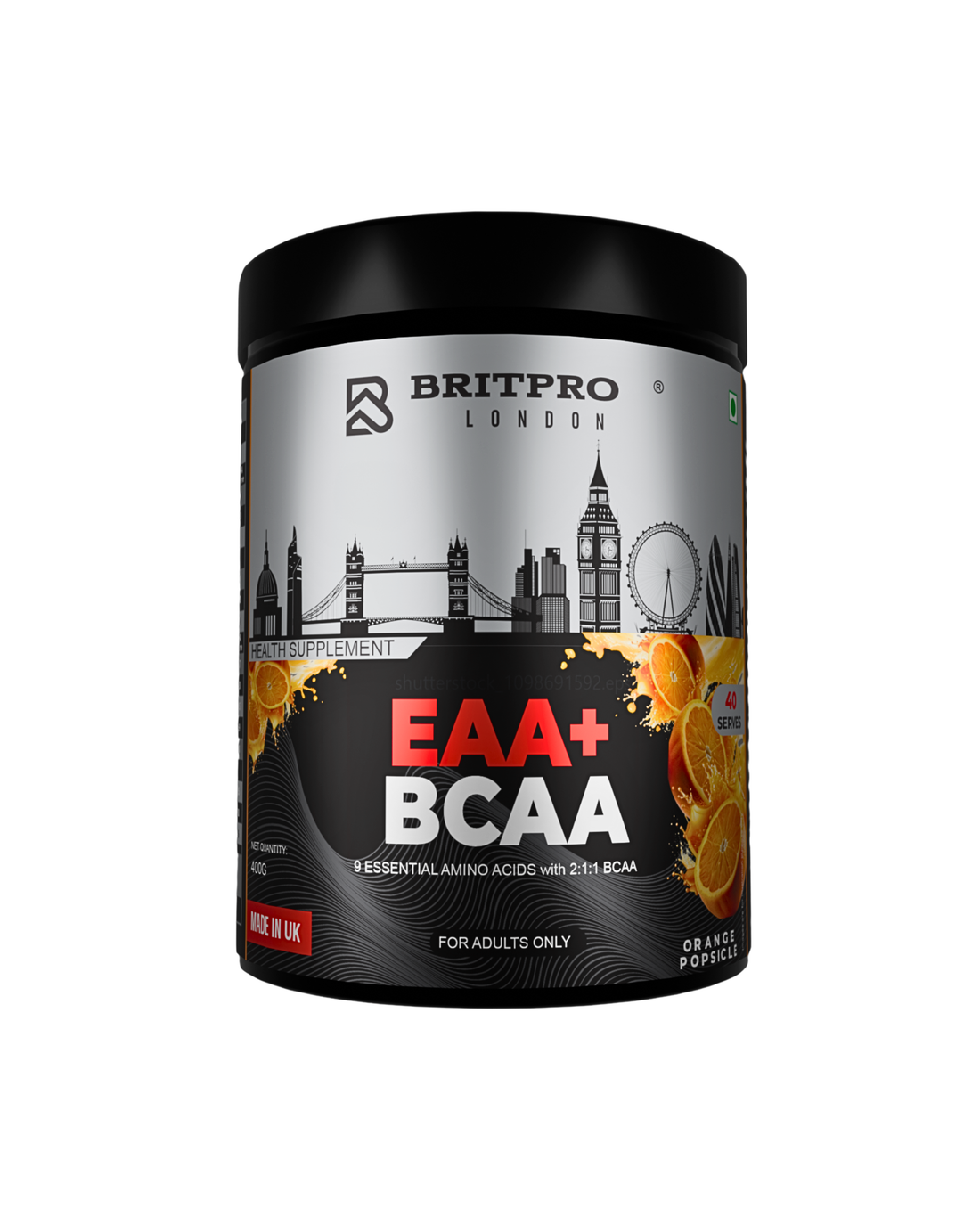 BRITPRO London EAA + BCAA Essential Aminos | 2:1:1 BCAA Ratio | 400GM