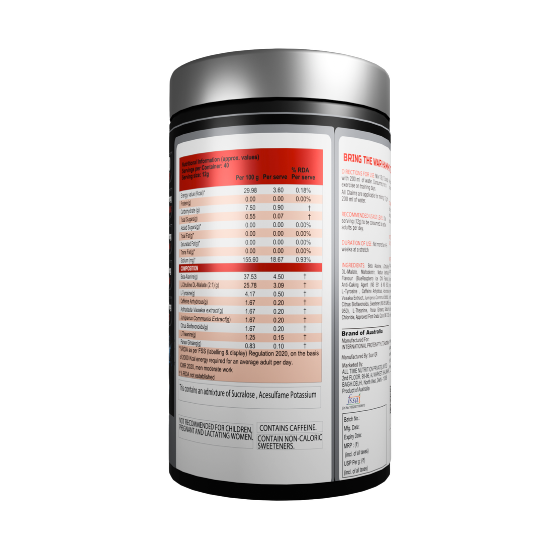 International Protein War Hammer 480g – Pre-Workout